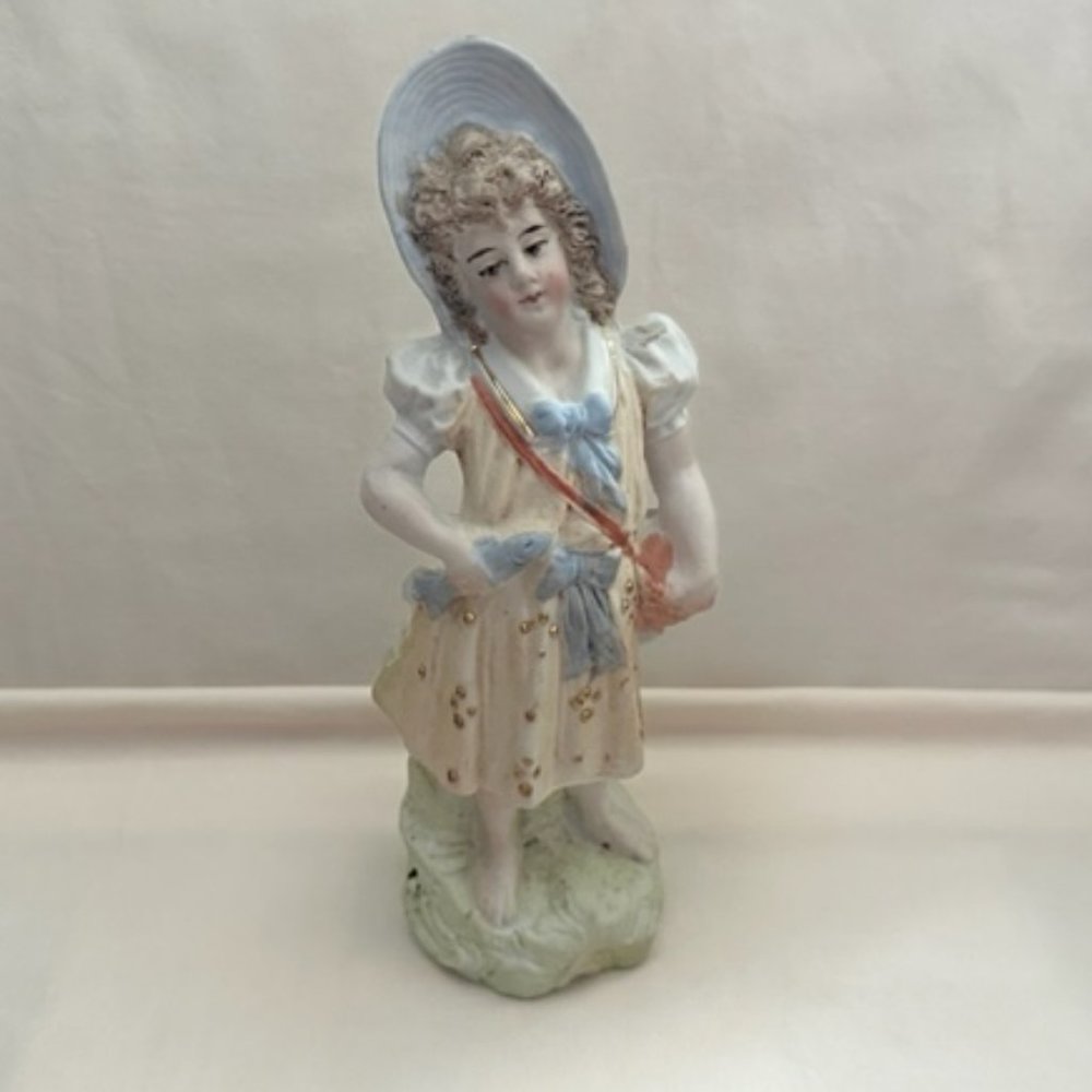 Antique German Porcelain Bisque Girl Figurine